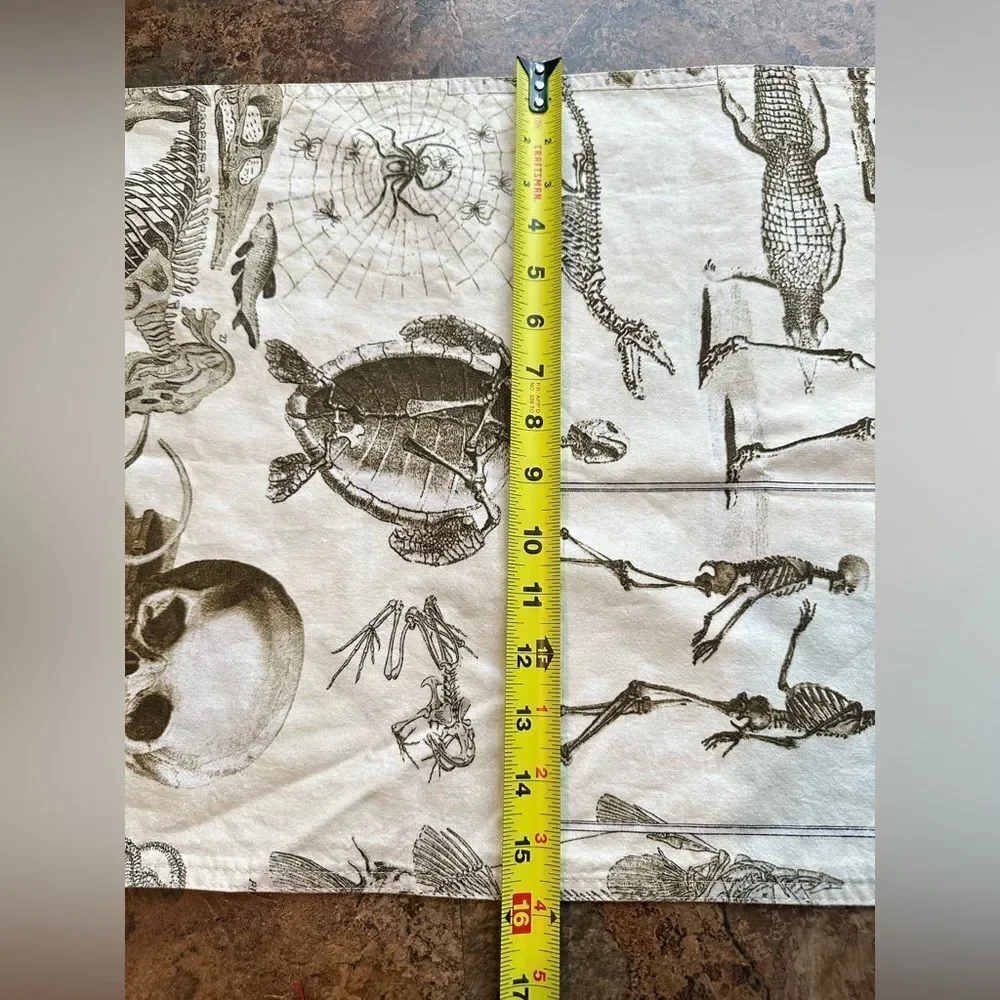 Rare HTF Williams Sonoma Skellie Toile Skeleton Table Runner Halloween Cotton